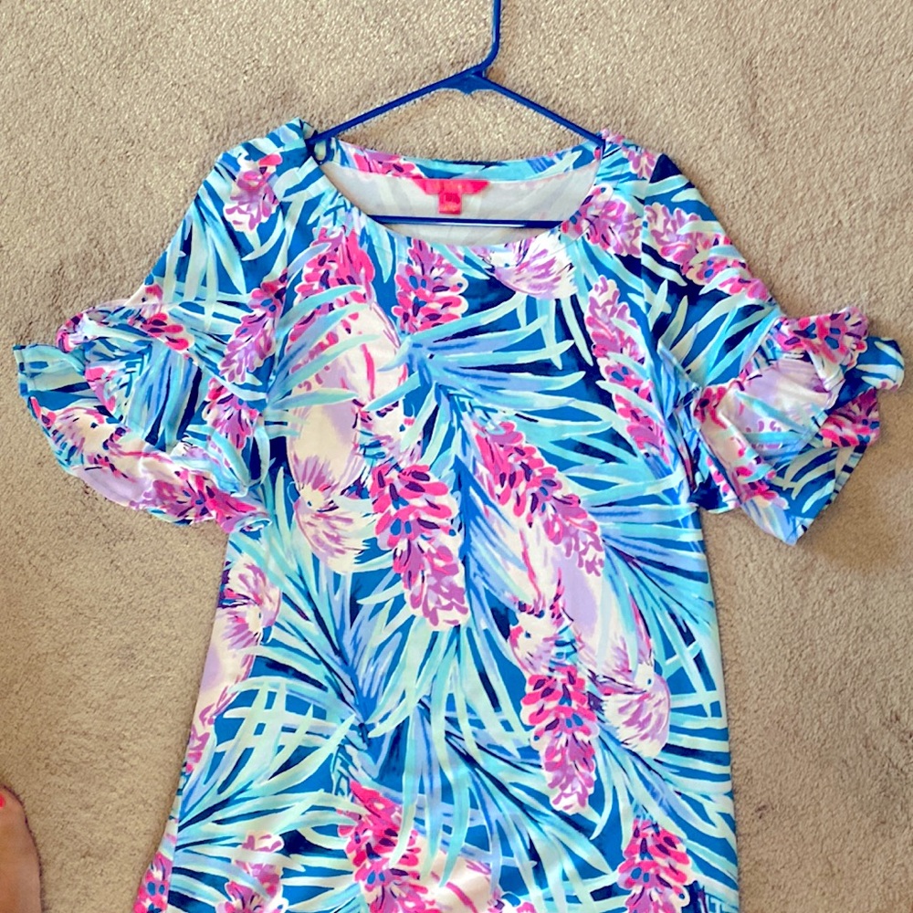 Lilly Pulitzer dress with ruffle sleeves. Super cute and in great condition!